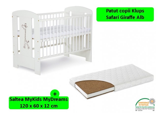 Patut Klups Safari Giraffe Alb + Saltea 12 MyKids MyDreams II