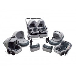 Carucior Pentru Gemeni MyKids Solar DUO Gri Deschis
