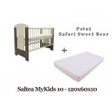 Patut copii Klups Safari Sweet Bear + Saltea MyKids Basic II 10cm
