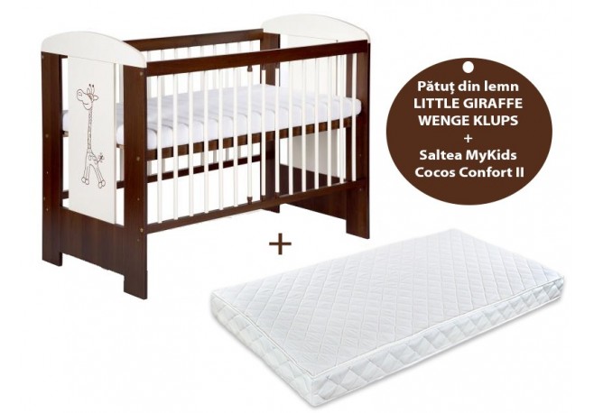 Patut KLUPS Little Giraffe Wenge + Saltea 10 MyKids Confort II