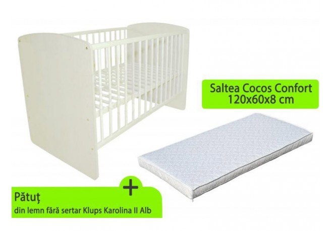 Patut Klups Karolina II Alb + Saltea 8 MyKids Confort II