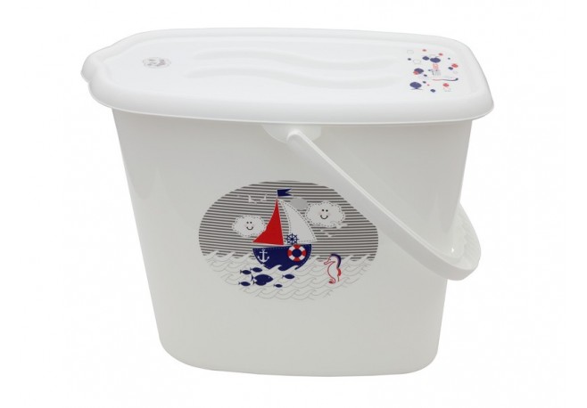 Galeata pentru scutece cu capac MyKids Ocean & Sea Alba
