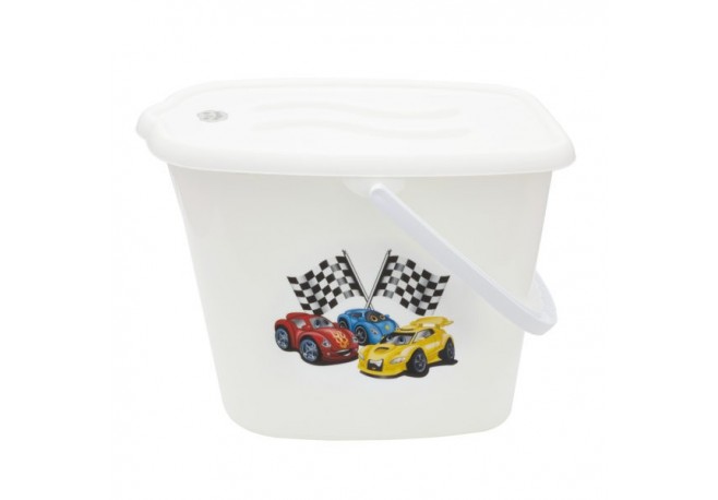 Galeata pentru scutece cu capac MyKids Cars Alb