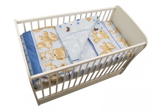 Lenjerie MyKids Teddy Hug Blue 3 Piese 140x70
