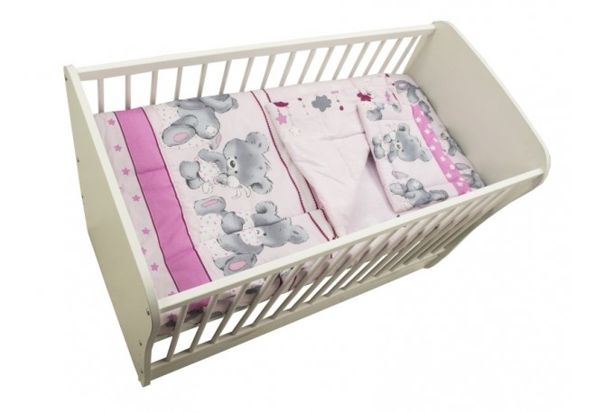 Lenjerie MyKids Teddy Hug Roz 3 Piese 120x60