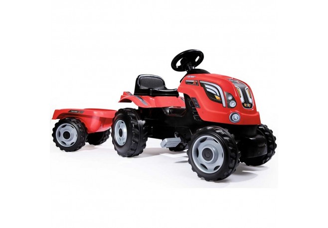 Tractor cu pedale si remorca Smoby Farmer XL rosu