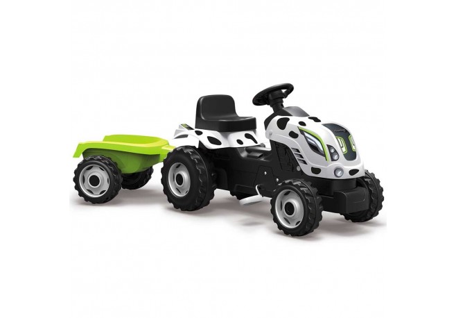 Tractor cu pedale si remorca Smoby Farmer XL alb negru