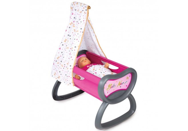 Leagan pentru papusa Smoby Baby Nurse cu baldachin