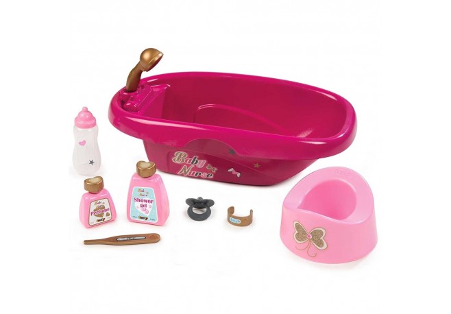 Set de baie pentru papusi Smoby Baby Nurse cu 9 accesorii