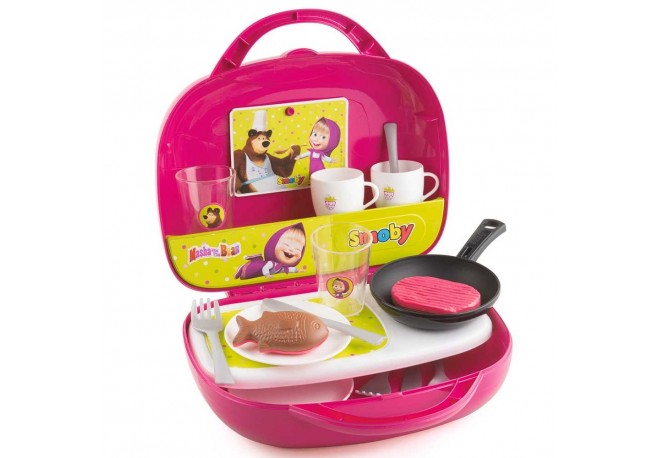 Bucatarie Smoby Masha and The Bear cu 17 accesorii