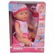 Papusa Simba New Born Baby Bebe Darling 30 cm cu olita si bavetica roz inchis