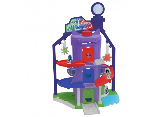 Pista de masini Dickie Toys Eroi in Pijamale Team Headquarter cu 1 masinuta si 1 figurina