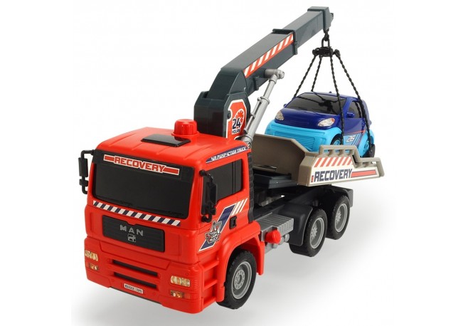 Camion de tractare Dickie Toys MAN Air Pump Crane Truck cu 1 masinuta