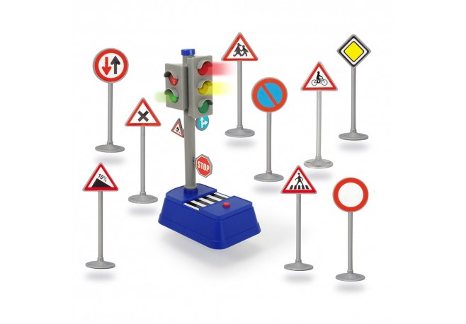 Set Dickie Toys Semafor City Traffic cu semne rutiere