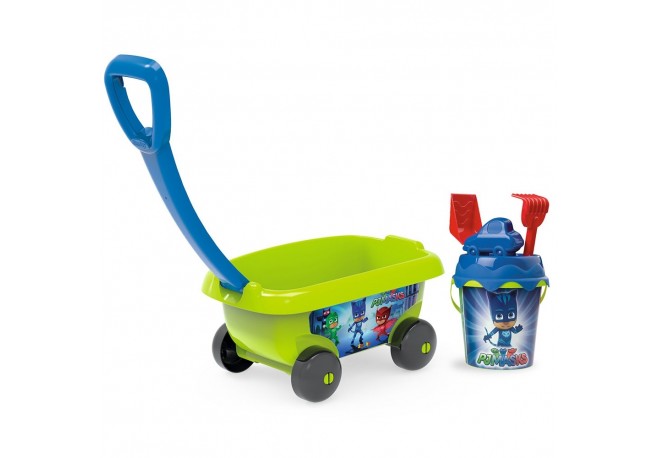 Set jucarii nisip Smoby Carucior Eroi in Pijamale cu accesorii