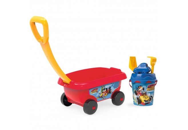 Set jucarii nisip Smoby Carucior Mickey cu accesorii