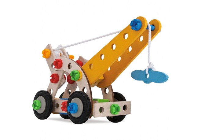 Set constructie din lemn Eichhorn Mobile Crane 70 piese