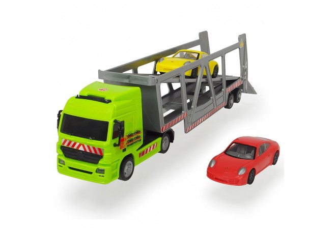 Camion Dickie Toys cu trailer si 2 masini Porsche