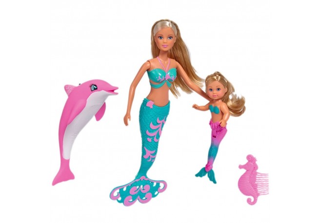 Set Simba Steffi Love Mermaid Friends papusa 29 cm papusa 12 cm delfin si accesorii