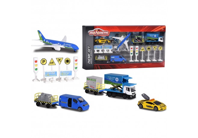 Set Majorette Big Airport Blue Sky cu 12 piese