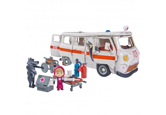 Masina Simba Masha and the Bear Ambulance cu accesorii