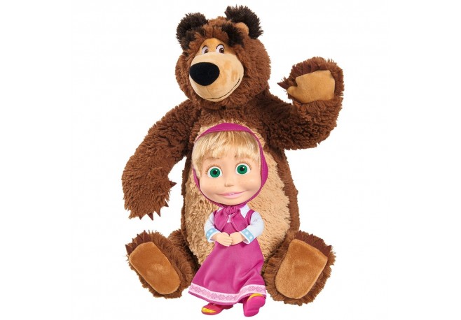 Set Simba Masha and The Bear papusa Masha 23 cm si ursulet de plus 43 cm