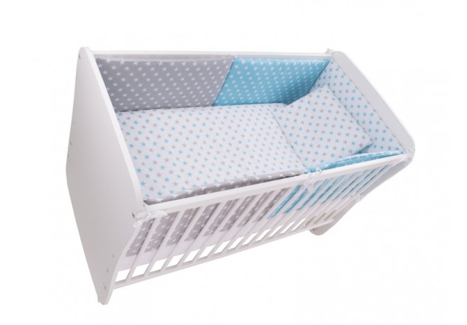 Lenjerie MyKids Colorful Stars Blue 9 Piese 120x60 cm