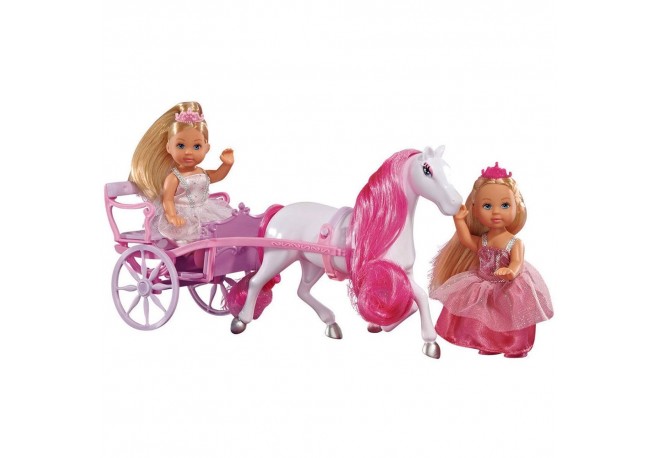 Set Simba Evi Love Romantic Carriage cu 2 papusi 12 cm si caleasca