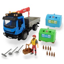 Camion Dickie Toys Playlife Iveco Recycling Container Set cu figurina si accesorii