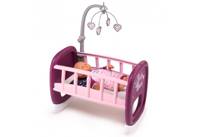 Leagan pentru papusa Smoby Baby Nurse mov cu carusel