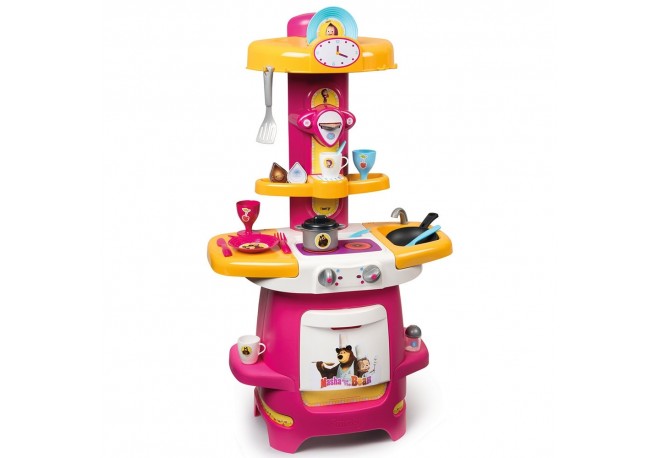 Bucatarie Smoby Masha and The Bear Cooky roz cu portocaliu
