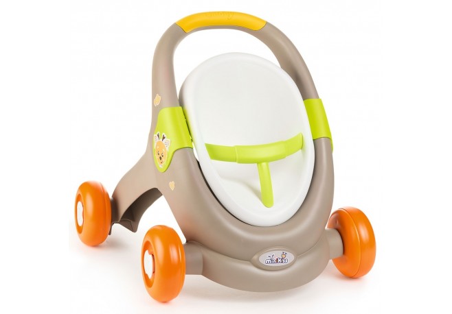 Carucior pentru papusi Smoby Minikiss 3 in 1 gri