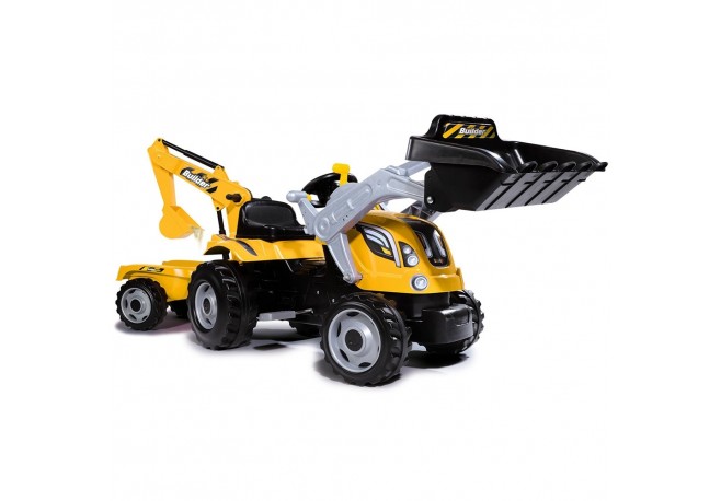 Tractor cu pedale si remorca Smoby Builder Max galben