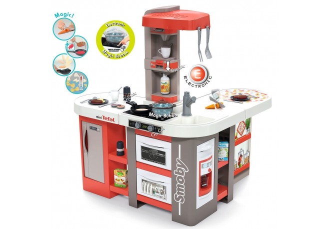 Bucatarie Smoby Tefal Studio XXL Bubble gri cu rosu