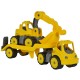 Set Big Camion cu remorca si excavator Power Worker Mini Transporter with Digger
