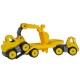 Set Big Camion cu remorca si excavator Power Worker Mini Transporter with Digger