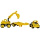 Set Big Camion cu remorca si excavator Power Worker Mini Transporter with Digger