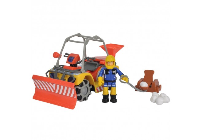 ATV Simba Fireman Sam Sam Mercury Snow Quad cu lama de zapada figurina Sam si accesorii