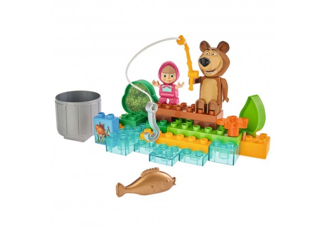 Set constructie Big Masha and the Bear Go Fishing 29 piese