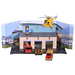Pista de masini Dickie Toys Fireman Sam Sam Fire Rescue Team cu 3 masinute 1 elicopter si 1 figurina
