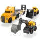 Camion Dickie Toys Mack Volvo Heavy Loader Truck cu remorca buldozer si camion basculant