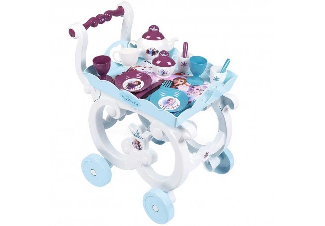 Carucior servire ceai Smoby Frozen 2 XL cu 17 accesorii