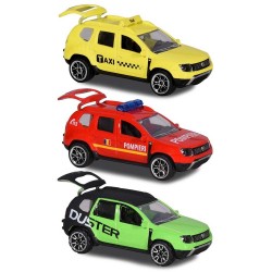 Set Majorette Dacia Duster masina taxi masina de pompieri si masina negru cu verde