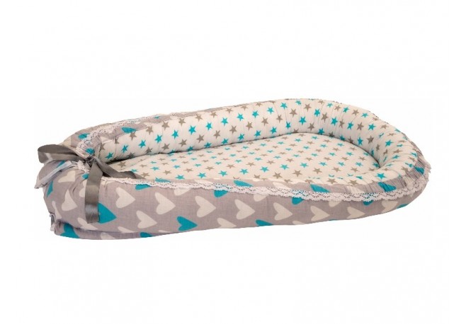Cuib Bebelusi MyKids Hearts-Stars Turquise
