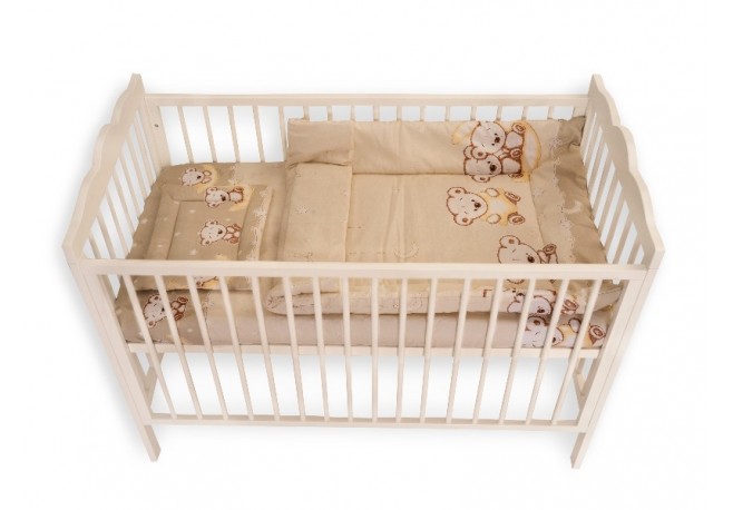 Lenjerie MyKids Bear On Moon Beige 3 piese 120x60
