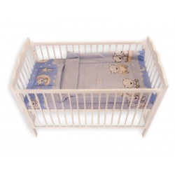 Lenjerie MyKids Bear On Moon Blue 3 Piese 140x70