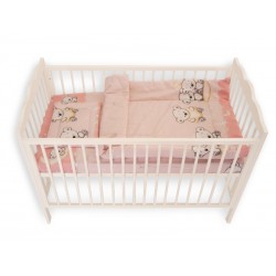 Lenjerie MyKids Bear On Moon Pink 3 Piese 120x60