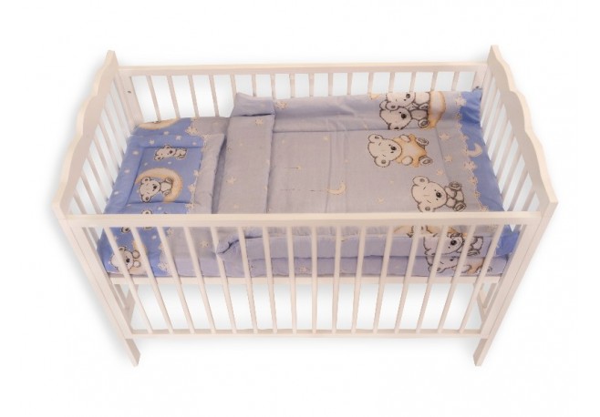 Lenjerie MyKids Bear On Moon Blue 3 Piese 120x60