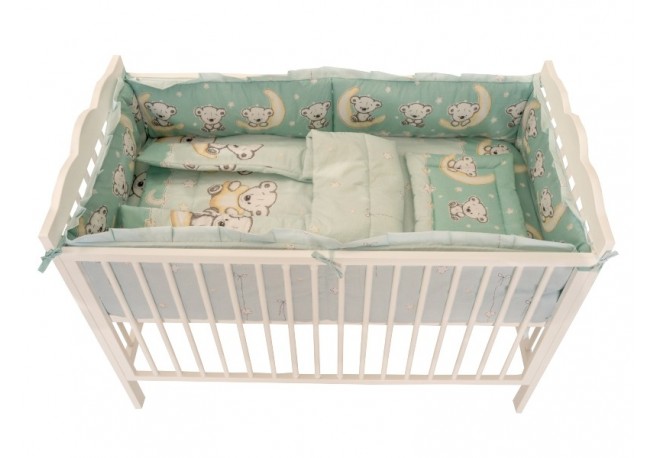 Lenjerie MyKids Bear On Moon Mint M2 4+1 piese 140x70