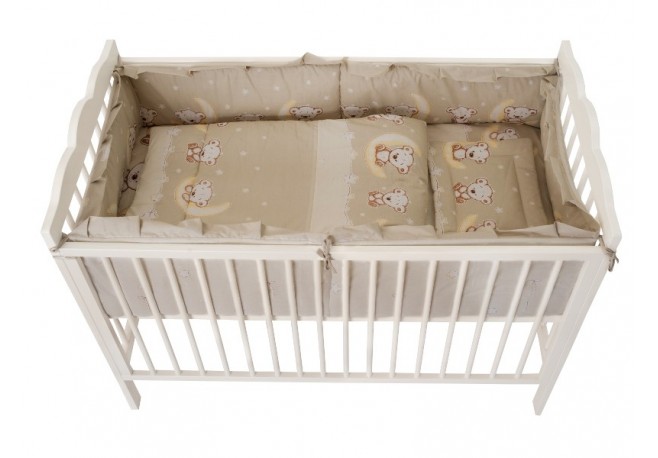 Lenjerie MyKids Bear On Moon Beige M2 4+1 piese 120x60